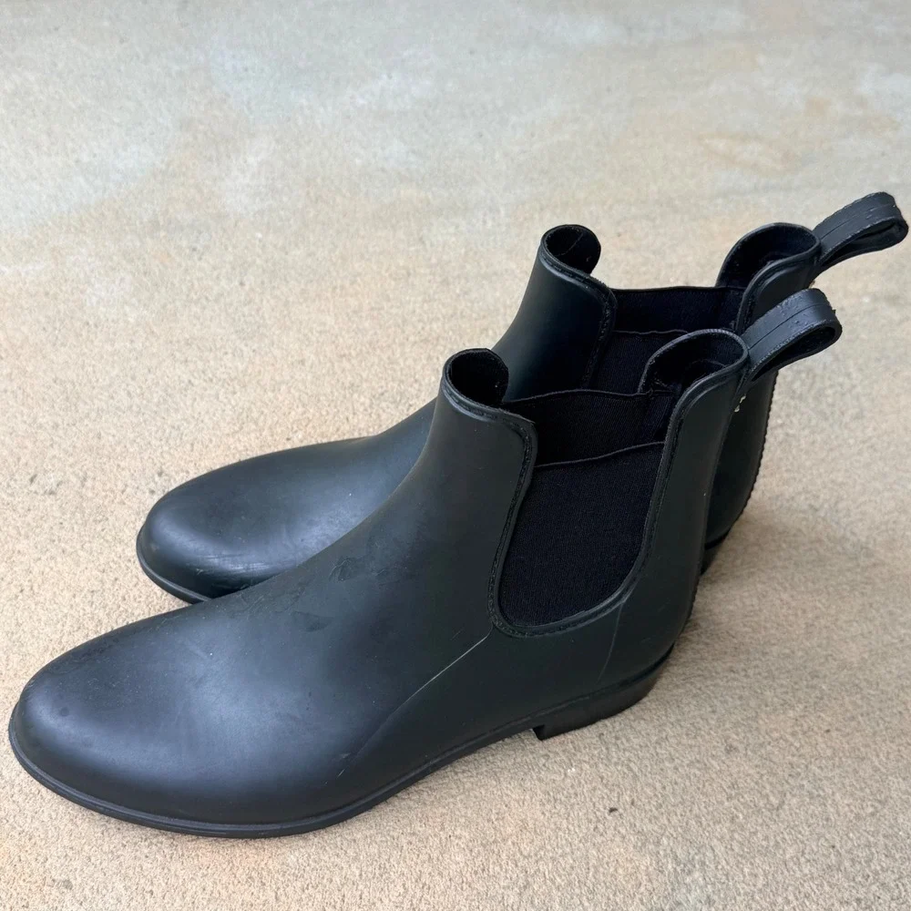 Sam Edelman Tinsley Matte Black Chelsea Ankle Rain Boots Womens 9 Waterproof